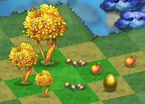 The First Nine Stages Of Golden Tree Among The Corresponding Seeds-Golden Apple And A Golden Duck Egg