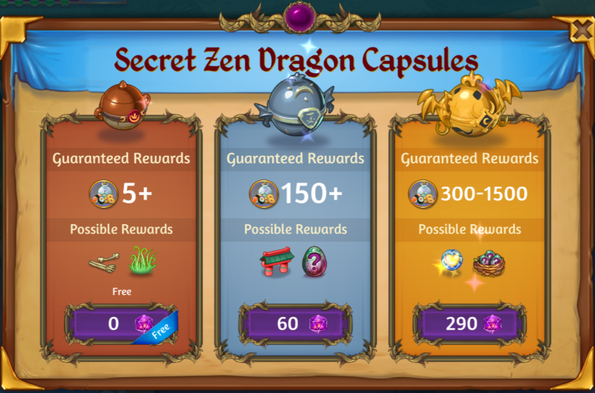 Zen Dragon Event Secret Zen Dragon Capsules