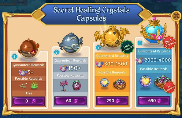 Secret healing crystals capsules