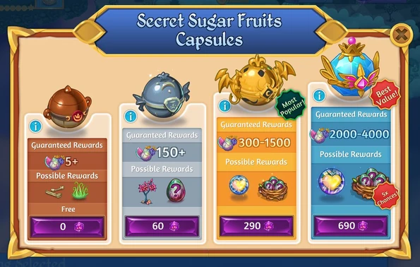 Secret sugar fruits capsules