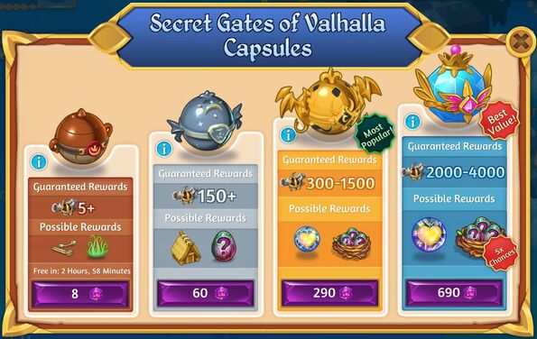 Secret gates of valhalla capsules