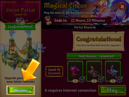 Event Portal Upgrade Give in Level
