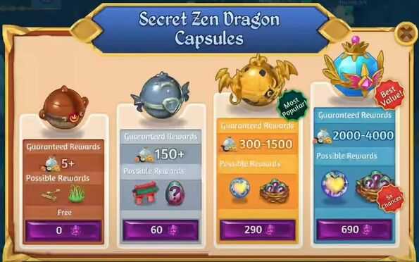 Secret 3rd zen dragon capsules