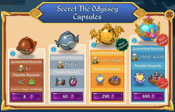 Secret 6th odyssey capsules