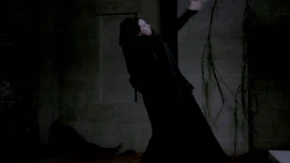 Merlin dispatches the witch before she can cause any trouble.