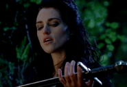 Morgana holding sword