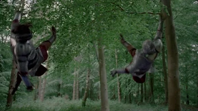 Elyan and Gwaine are hit by Osgar's magic.