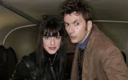 Michelle with the tenth Doctor in the 2009 Doctor Who special.