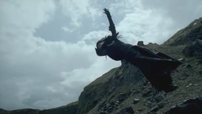 The Witch is sent flying away.