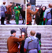 Katie McGrath Colin Morgan and Bradley James Behind The Scenes