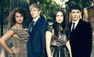 Angel Coulby Bradley James Katie McGrath and Colin Morgan