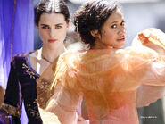 Morgana Katie McGrath and Gwen Angel Coulby
