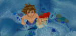 Sora helping a now human Ariel to the surface