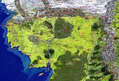Beleriand: geographical features, labeled