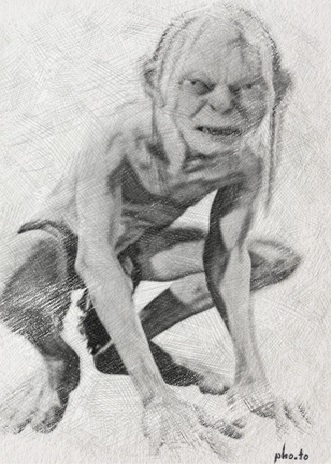 gollum with ring drawing