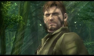 Snake examines his surroundings during a cutscene.