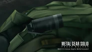 A smoke grenade attached to the chest of a patrolman. Enemies will use grenades in alert mode or sweep-and-destroy missions as part of their assault.