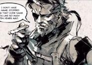 Big Boss smokes a cigar during a cutscene.