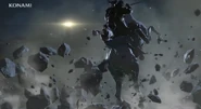 Lightning strike impact knocks Venom Snake and Ocelot off of his horse.