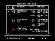 The Weapon Select screen of Snake's Revenge.