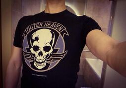 Kojima wearing another limited edition Outer Heaven T-shirt.