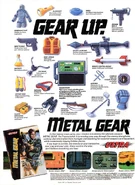 U.S. magazine ad showing the equipment within the game, including original designs for the Iron Glove, Bomb Blast Suit and Transceiver. Illustrated by Tom DuBois.