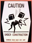 Mother Base Caution: Under Construction sign.