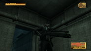 Snake using a rail gun in Metal Gear Solid 4.