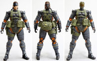 Big Boss and MSF soldier action figures wearing the Battle Dress w/bulletproof helmet uniform.