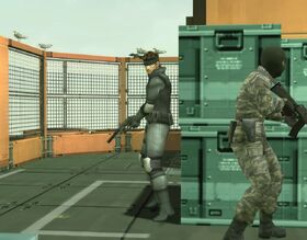 Solid Snake infiltrates the Big Shell facility during a Snake Tales mission.
