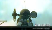 Metal Gear ZEKE firing missiles. Equipped with all standard ZEKE main and optional components but with the head and legs of Peace Walker. Normal color scheme.