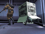 Solid Snake adentro de una caja de carton en MGS2