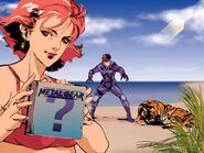 Promotional artwork made for Tokyo Game Show 1997. It was meant to act as a subtle hint towards the game's release date (taking place on a coast near the September sea, and having a tiger nearby, the animal for the year 1998).
