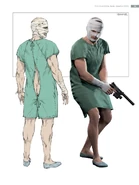 Concept art and final polygon model of "Ishmael".