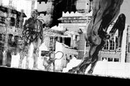 Concept artwork of Snake confronting a Gekko.