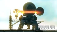 Metal Gear ZEKE firing the railgun with EMP pulse.