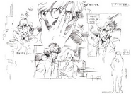 Concept sketches of Otacon and Meryl for Metal Gear Solid