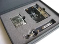 Zippo lighter, keyring and booklet set.