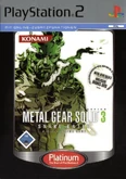 914828 74220 front.jpg (96 KB) European/PAL "Platinum" reprint (includes Metal Gear Saga Vol. 1 DVD inside.) (Available in English, French, German, Italian and Spanish.)