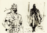 Concept art of Snake during the Tanker Incident in Metal Gear Solid 2.