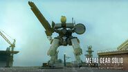 Metal Gear ZEKE in combat. Equipped with all standard ZEKE main and optional components but with the legs of Peace Walker. Normal color scheme. Note the thicker legs compared to the standard ZEKE pair of legs.