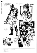 Metal Gear Solid concept art of Meryl and Mei Ling.