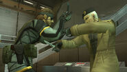 Promotional image of Snake engaging Gene at close quarters.