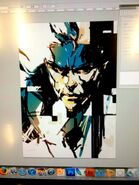 Solid Snake artwork from Yuji Korekado/Kojima's Twitter accounts.