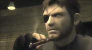 Snake smoking a cigar following Operation Snake Eater.