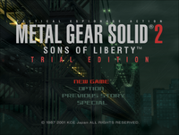 MGS2 Trial Edition - Title Screen