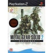 European/PAL PS2 box art (The Document of Metal Gear Solid 2 included.) (Available in English, French, German, Italian and Spanish.)