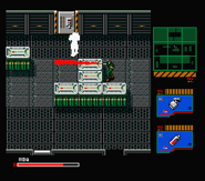 Solid Snake battles Big Boss with a makeshift flame thrower.