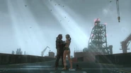 Venom Snake and Quiet sharing a tender moment.