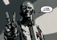 Hot Coldman giving the "peace sign."